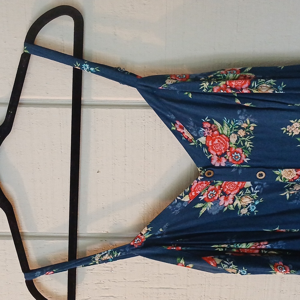 Torrid Blue Floral Sleeveless Button Down Blouse Size 0 - Picture 3 of 8